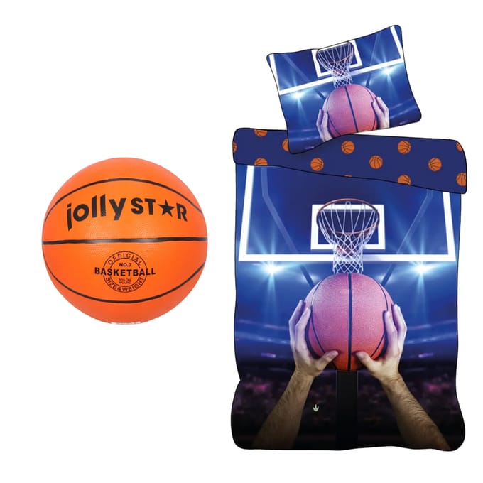 Basketbal slaapkamerset; dekbedovertrek en basketbal