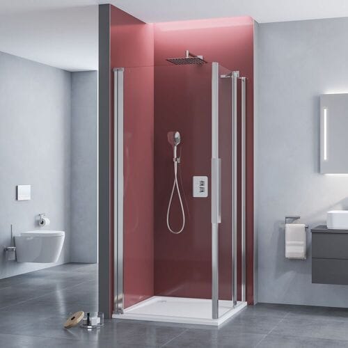 Kronenbach Tube swing door EPWS with pivot on wall side, corner entry special size, side panel left KB0450SP9L