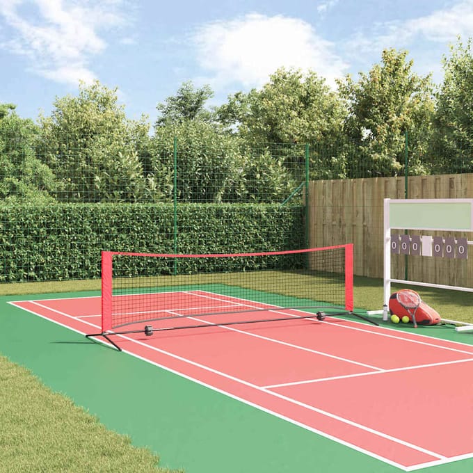 vidaXL - Tennisnet - Zwart - en - Rood - 301 - x - 90,5 - x - 87 - cm - Polyester