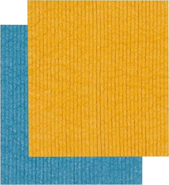 Herbruikbare Zee Blauw en Gouden Spons Keukenhanddoek - Set van 2
