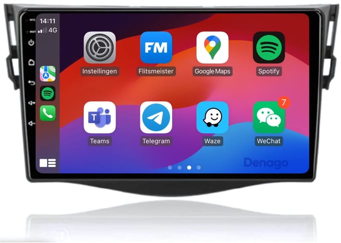 CarPlay autoradio geschikt voor Toyota RAV4 | 2006 t/m 2013 | Android 16 | Draadloos Apple CarPlay & Android Auto | 2GB + 32GB | QuadCore processor | Denago DNG-A39 | 2025 model | 2006 2007 2008 2009 2010 2011 2012 2013 | Bluetooth & Wifi