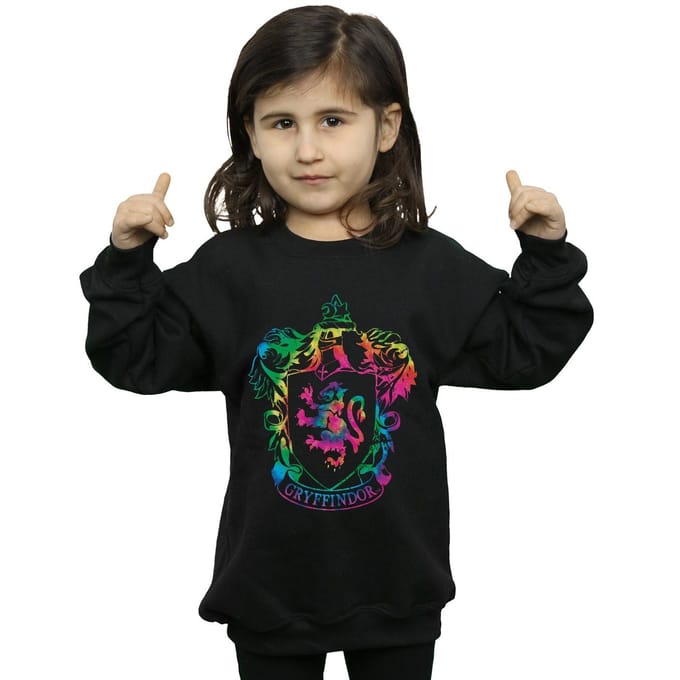 Harry Potter Meisjes Gryffindor Crest Tie Dye Ingevuld Sweatshirt (Zwart)