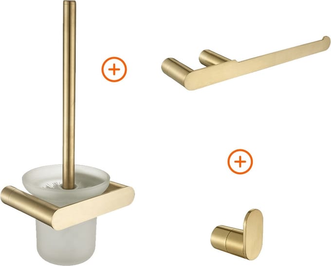 Toilet accessoires set mat goud ovaal