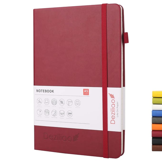 Gelinieerd dagboek notitieboek met harde kaft - medium formaat 14,5 cm x 21,3 cm