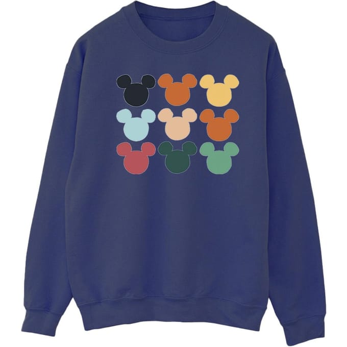 Disney Heren Mickey Mouse Hoofden Vierkant Sweatshirt (Marineblauw)