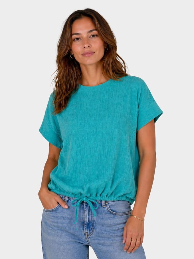 Crinkled Short-Sleeve Top
