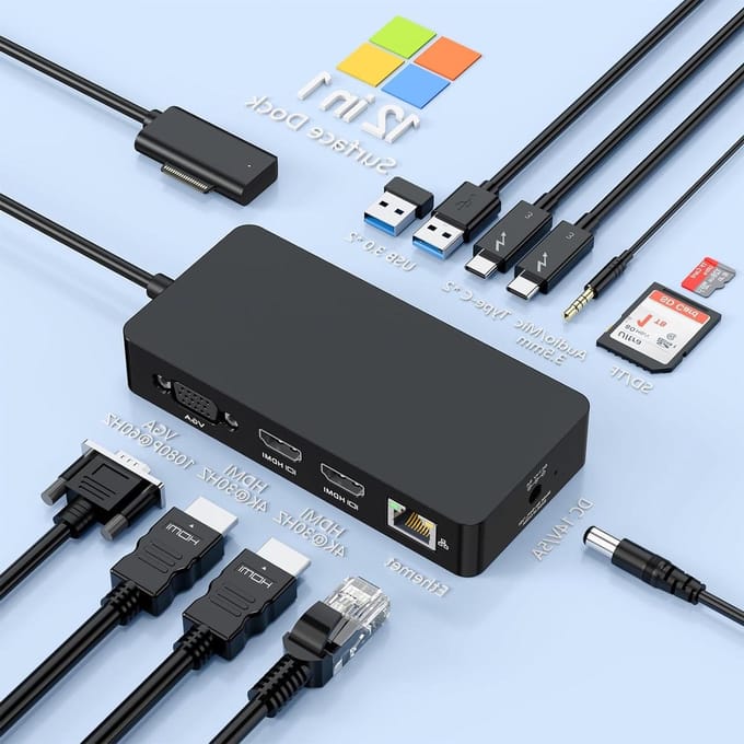 Docking Station - Aansluit Hub - Computer Uitbreiding - Tien Poorten - 18cm Lengte - Zwart