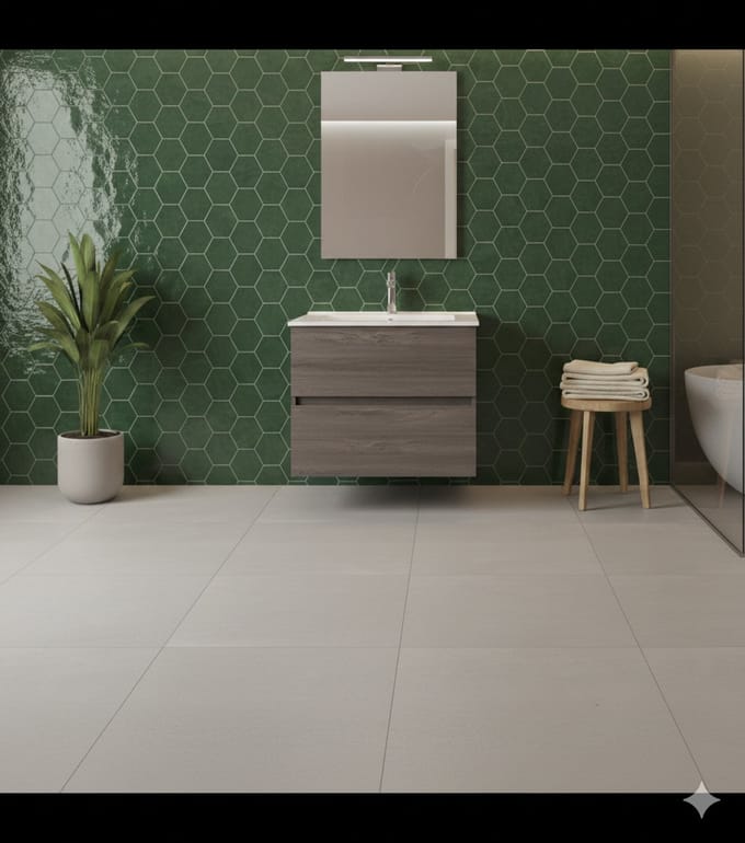 AquaVik Complete Badmeubelset Nordvik 60x45x85 cm Grijs Eiken 2-Lades