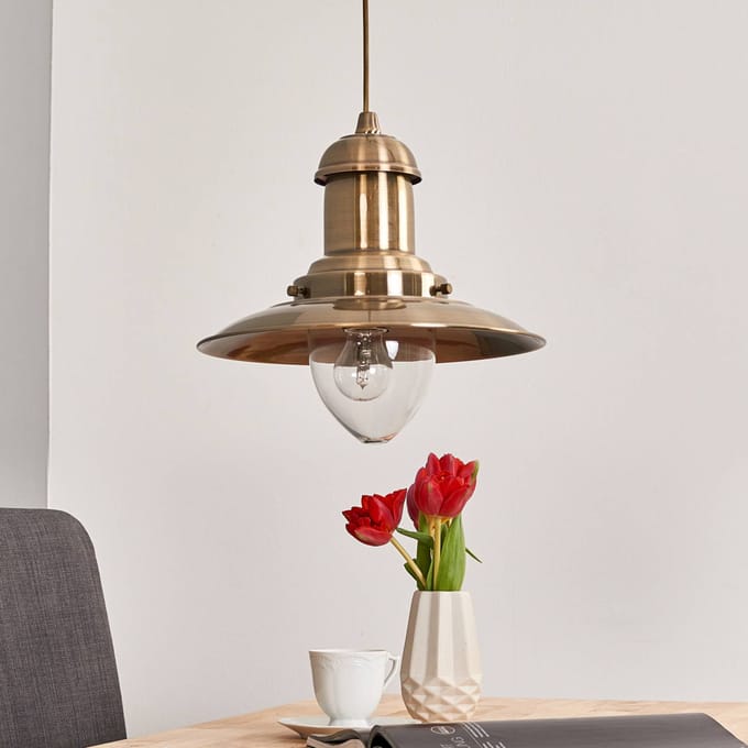 Searchlight Hanglamp Fisherman Ø 32cm in oudmessing