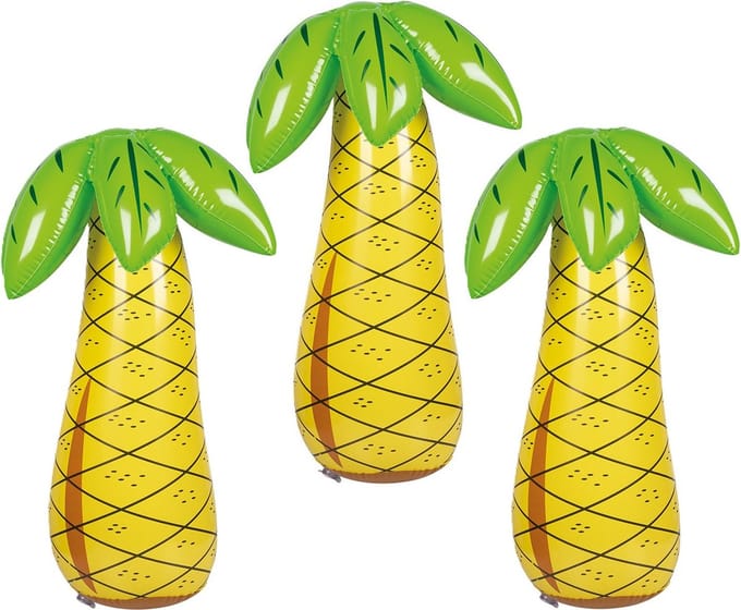 Opblaasbare palmboom XL - 3x - 68 cm - groot formaat - fun decoratie opblaasartikelen