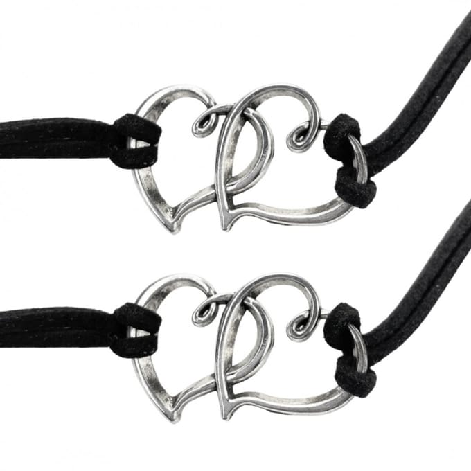 2 Armband -zwart -hart -vrienden - Charme Bijoux