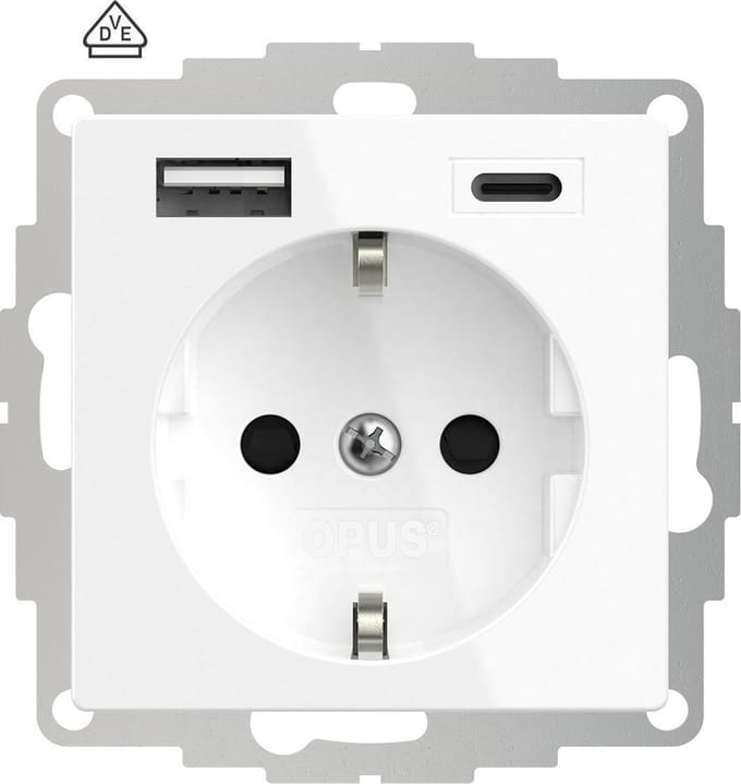 OPUS® 55 wandcontactdoos met USB A & C aansluiting | USB stopcontact | USB wcd | USB wandcontactdoos | stopcontact met USB