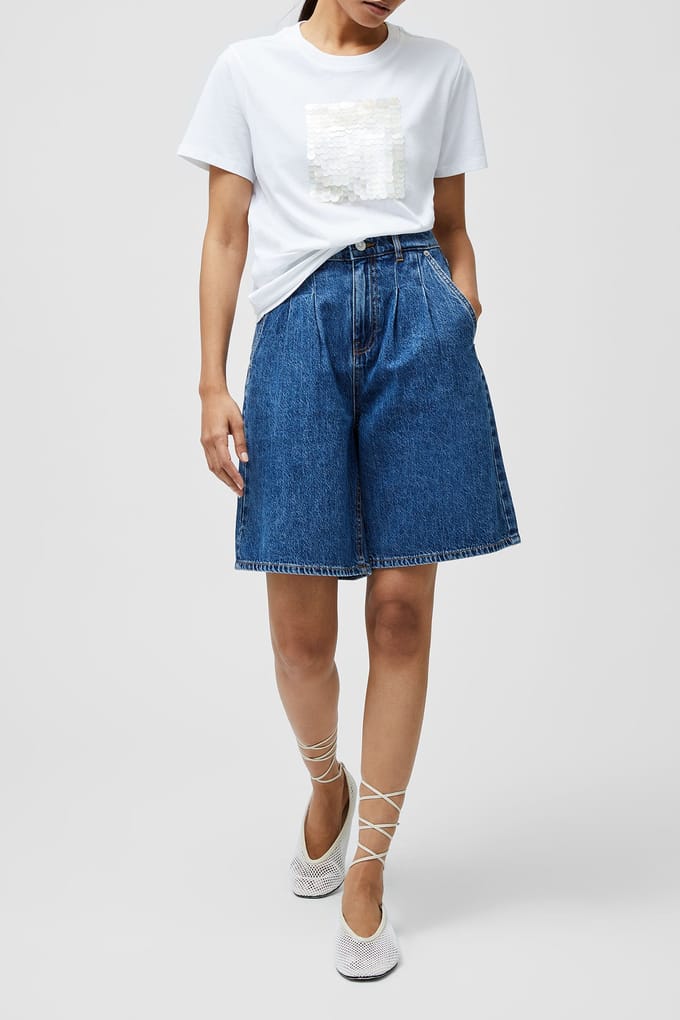 French Connection Sequin Jersey Ss Tee Linen White Taglia: L | Maglie Sportivi Outlet | Donna | Bianco