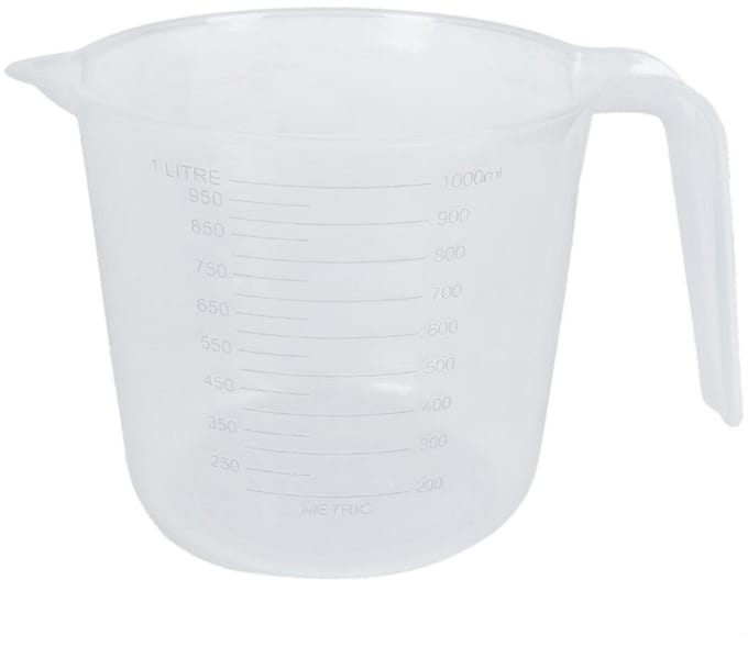 DID Maatbeker - kunststof - transparant - 1000 ml - met maataanduiding - mengbeker