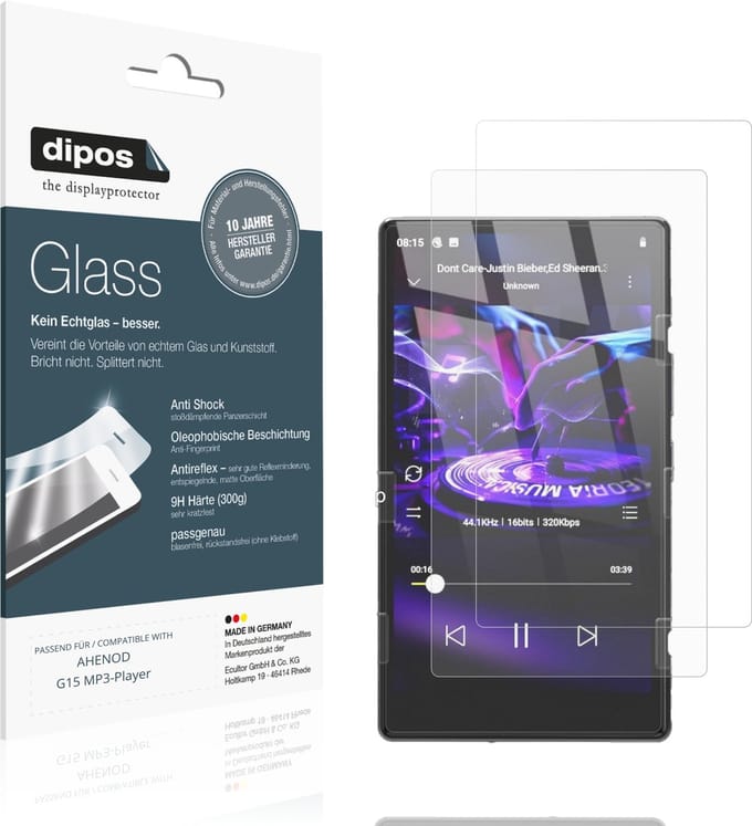 dipos – 2x Matte Pantserfolie geschikt voor AHENOD G15 MP3-Player | 9H Screenprotector