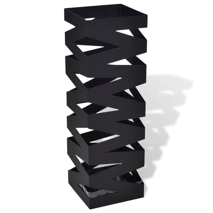 vidaXL - Paraplu- - en - wandelstokhouder - vierkant - 48,5 - cm - staal - zwart
