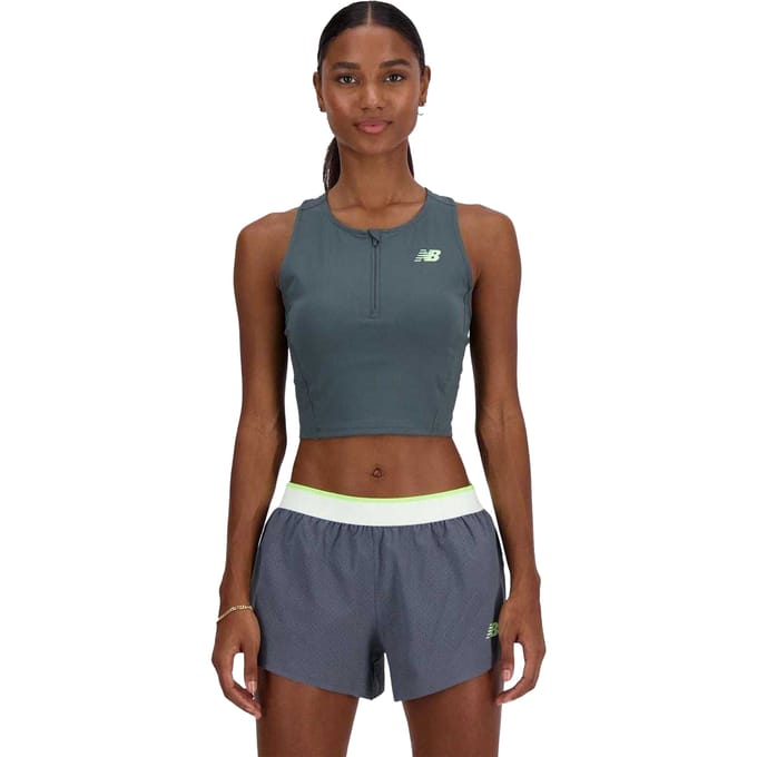 New Balance Nauwsluitende racetanktop voor dames (Grijs)