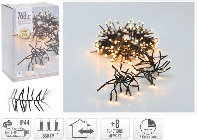 Budget Kerstbomen Kerstboomverlichting - 550 cm - Extra warm wit - 768 lichtpunten