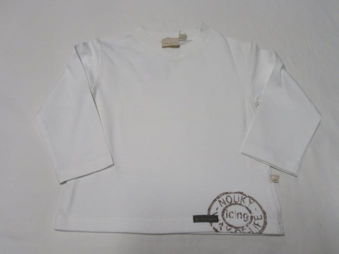 noukie's , jongens ,t-shirt lange mouw , wit , on the wave , 2 jaar 92