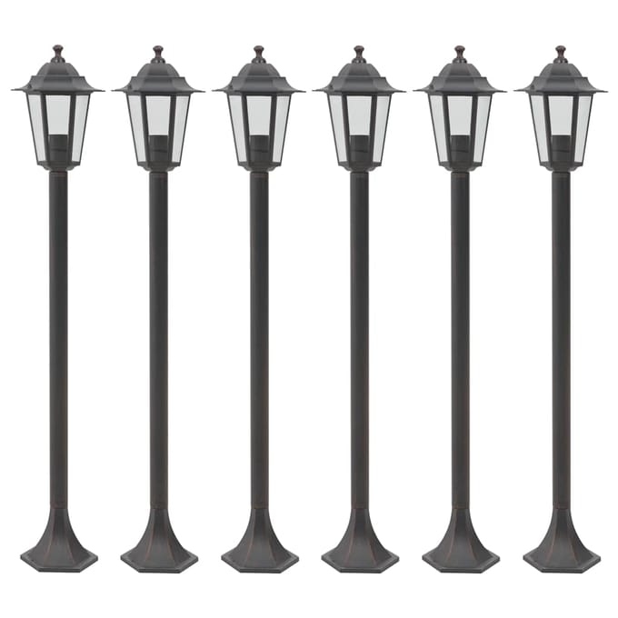 vidaXL Paalverlichting voor tuin E27 110 cm aluminium brons 6 st