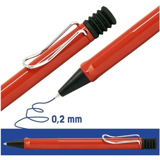 Lamy balpen, model safari rood, met medium schrijfdikte