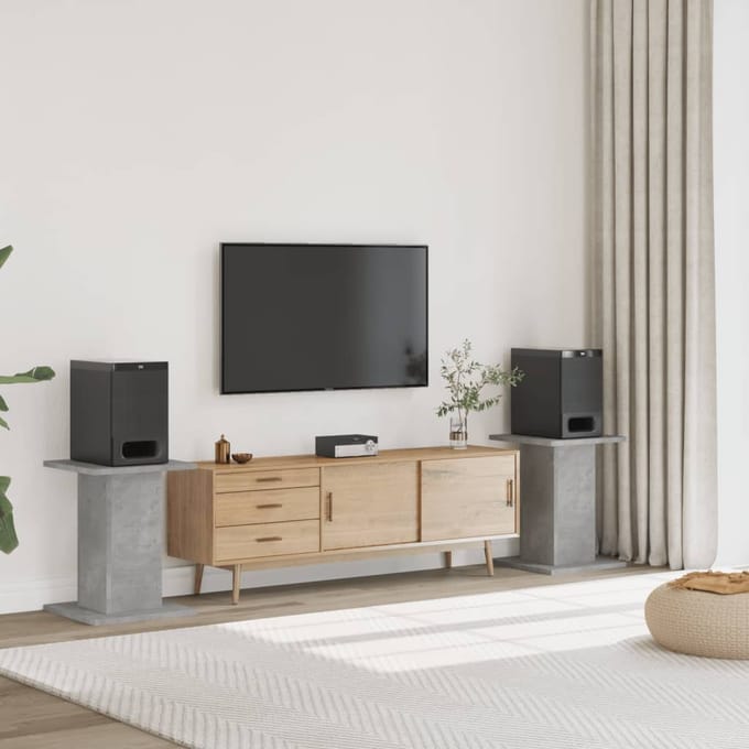 vidaXL - Speakerstandaards - 2 - st - 30x30x60 - cm - bewerkt - hout - betongrijs