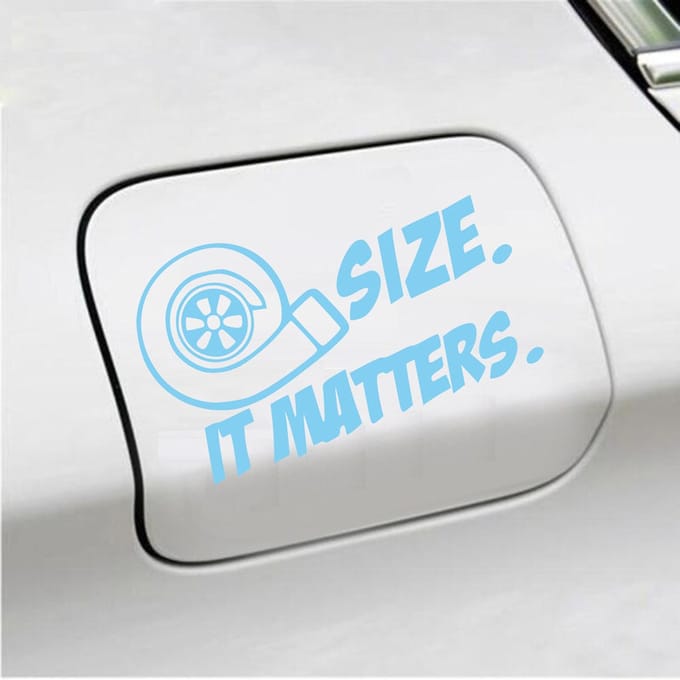 Bumpersticker - Size It Matters - 10 X 17 - Licht Blauw