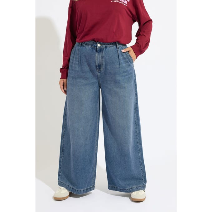 Yours Mid Blue Palazzo Jeans Size 42