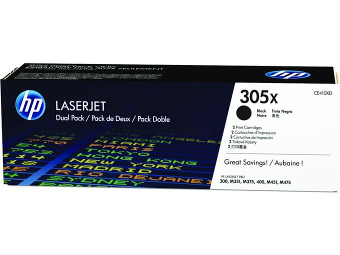 HP 305X (CE410XD) Toner 2x Zwart Hoge capaciteit - Multipack