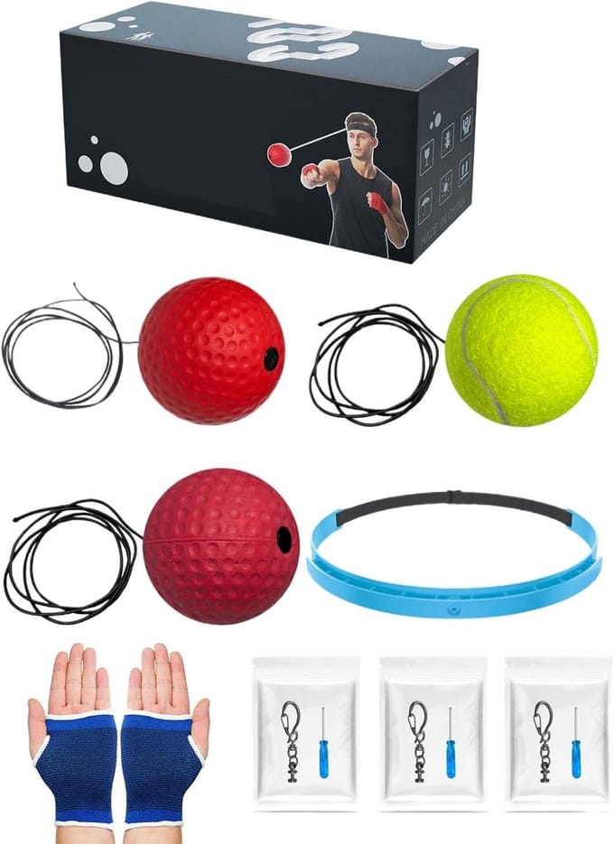 Boks Reflexbal - Trainingsbal Hoofdband - Hand-Oog Coördinatie - Verstelbare Pasvorm - 6 cm Bal - Meerkleurig