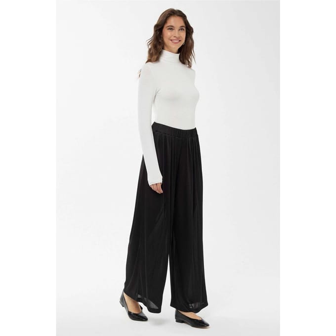 Brede Lange Broek met Elastische Taille