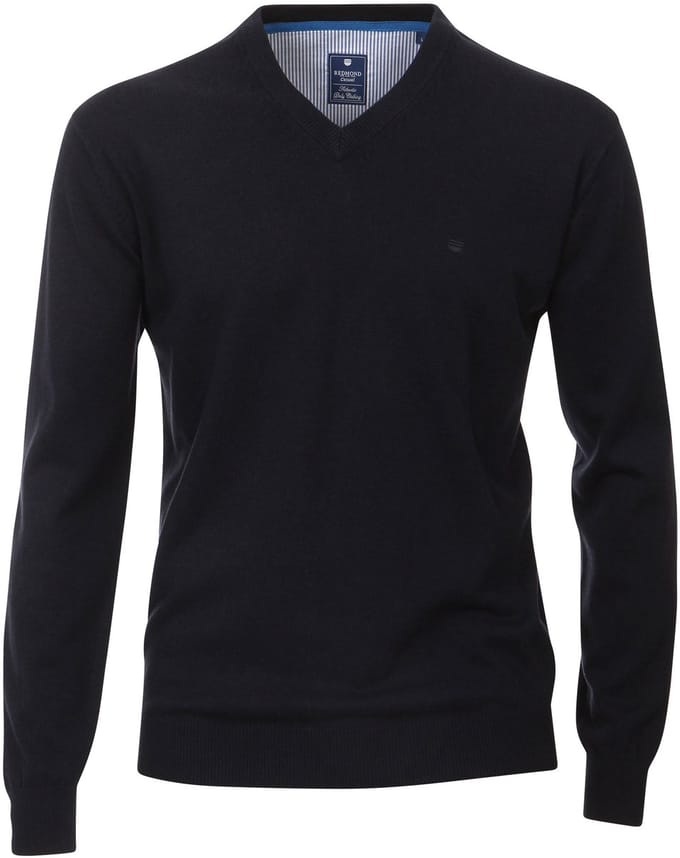 Redmond heren trui katoen - V-hals - marine blauw