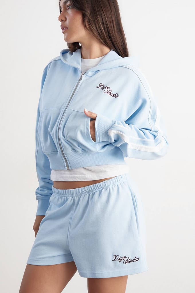 Dames Dsgn Studio Sweat Short Met Zijstreep | Lichtblauw | Maat: Medium