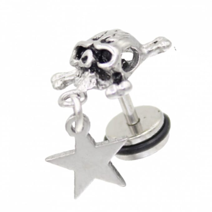 Helix-RVS Schedel oorbel- Ster - Charme Bijoux