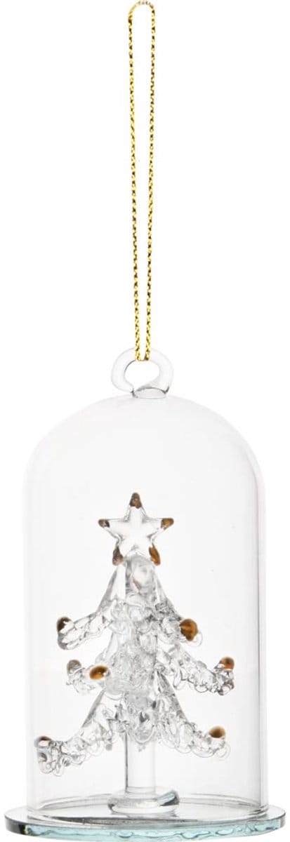 Dekoratief | Hanger globe m/kerstboompje, transparant, glas, 6x6x10cm | A255670