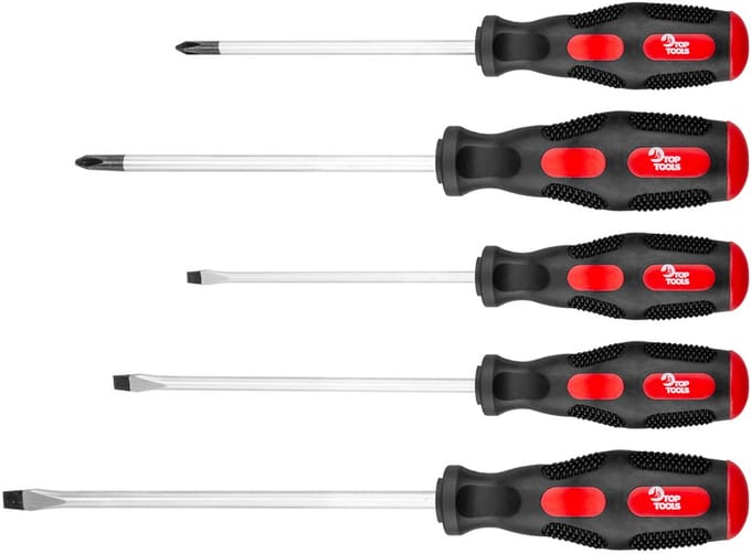 Top Tools - Schroevendraaier Set - 5 Stuks - CH-V Staallegering - Magnetische Einden