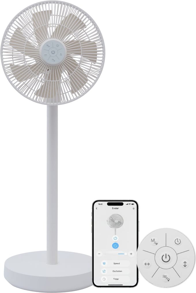 Evolar Smart Ventilator Staand - 30W - Statiefventilator - Ambient Light - WiFi - App & Afstandsbediening - EVO-SF30WW
