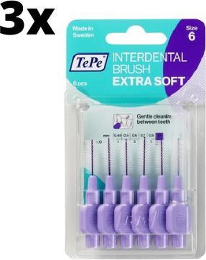 TePe Extra Soft Lila 1,10mm 3 x 6 stuks - Voordeelverpakking