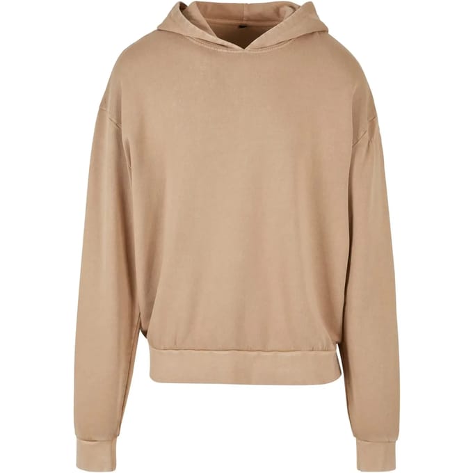 Build Your Brand Acid Washed Oversized Capuchon Beige M Man
