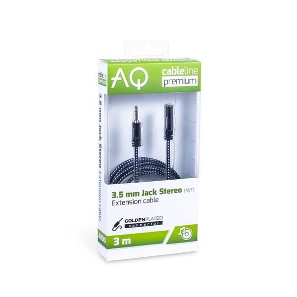 Verlengkabel jack 3,5mm stereo  Lengte: 3,0m AQ Premium, Acoustique Quality zwart