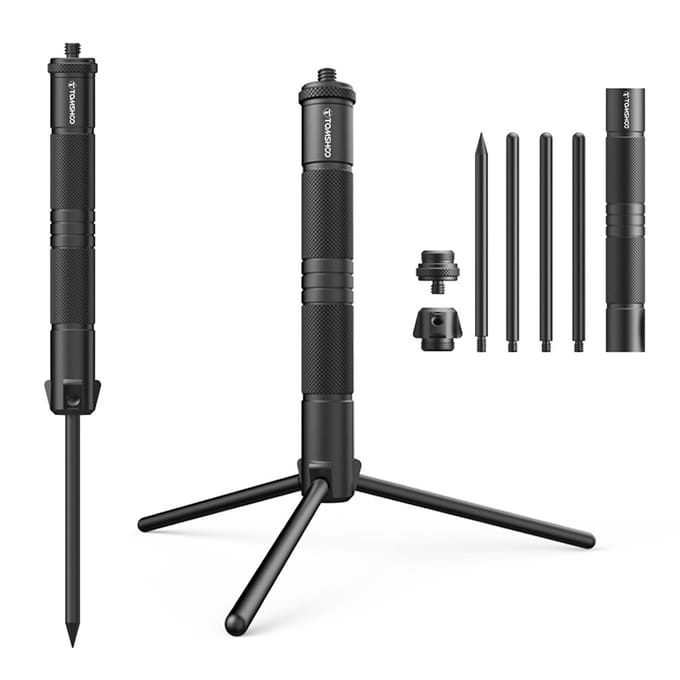 TOMSHOO – Support de lanterne en aluminium, poteau de lampe de Camping, Support de lumière pliable, Support de lampe, caméra noir