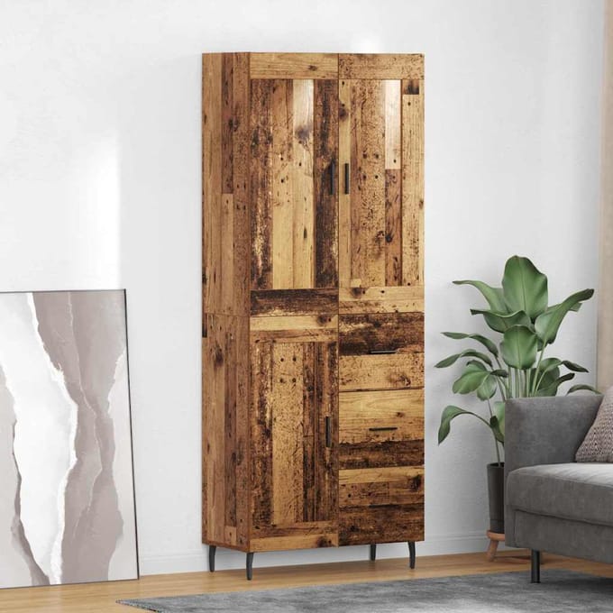 vidaXL - Highboard - 2 - st - Oudhout - 69,5 - x - 34 - x - 180 - cm - Bewerkt - hout