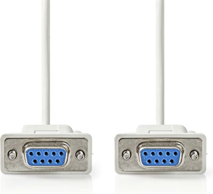 Nedis Nullmodemkabel - D-SUB 9-Pins Female - D-SUB 9-Pins Female - Vernikkeld - 2.00 m - Rond - PVC - Ivoor - Label