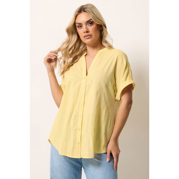Yours Gele Dobby Getextureerde Blouse Size 42