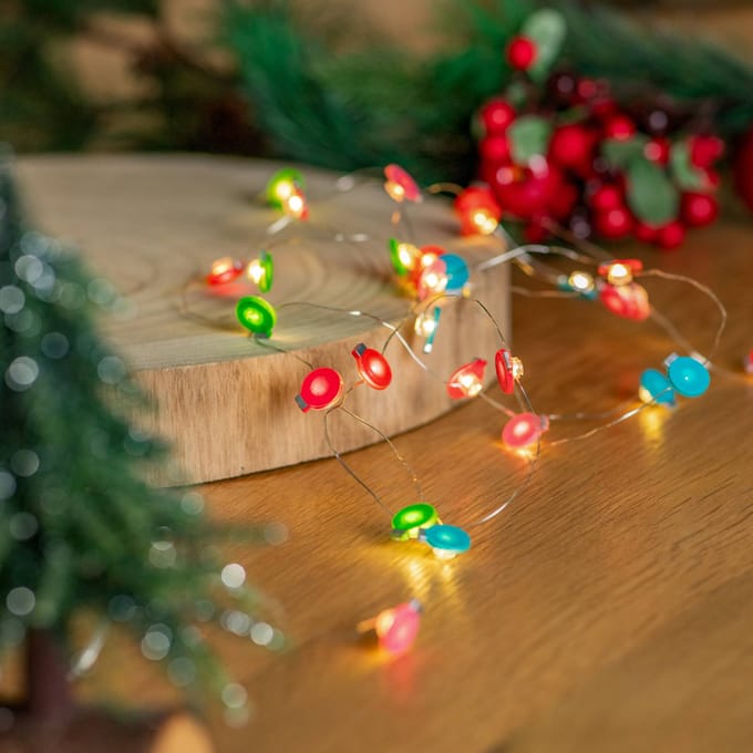 Lindby LED lichtketting Motje, ballen, rood, groen, 320 cm