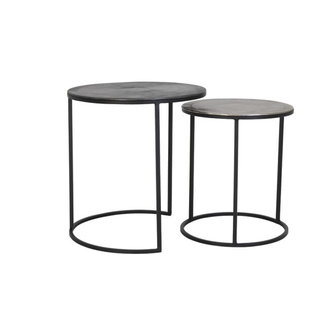 Light & Living Bijzettafel TALCA - ruw lood+antiek lood - set van 2