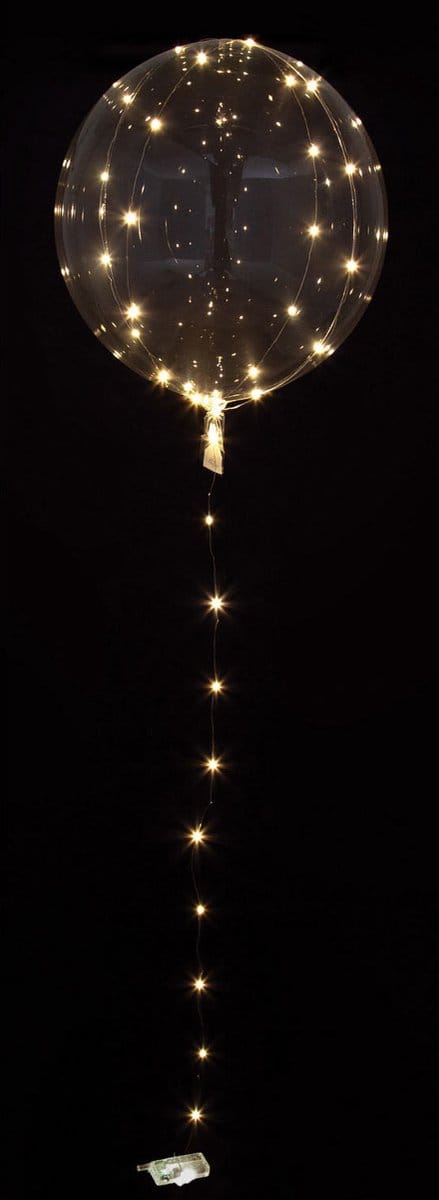 RIETHMULLER - Transparante kristallen bubbelballon met witte LED's 25-30 cm