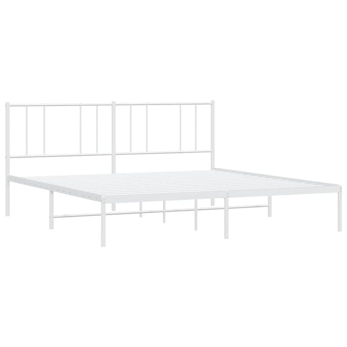 vidaXL - Bedframe - met - hoofdbord - metaal - wit - 200x200 - cm