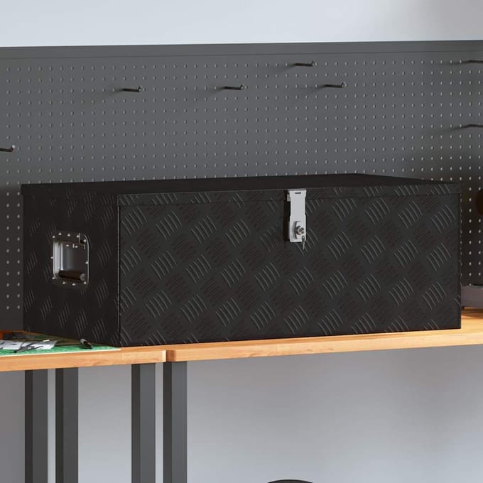 vidaXL - Opbergbox - 90x47x33,5 - cm - aluminium - zwart