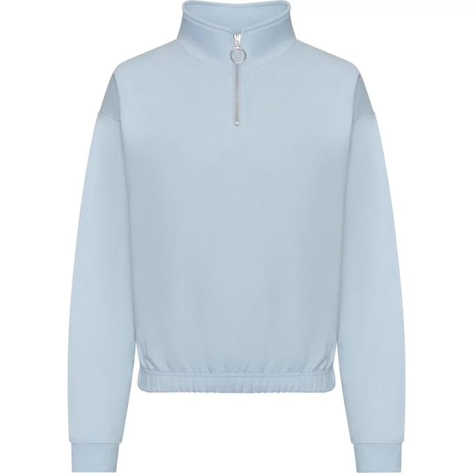 Vegan Women´s Cropped 1/4 Zip Sweater Sky Blue - M